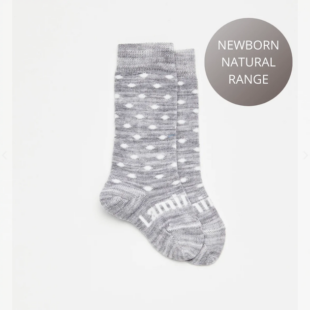 Lamington Merino Knee High Socks natural Grey- Snowflake