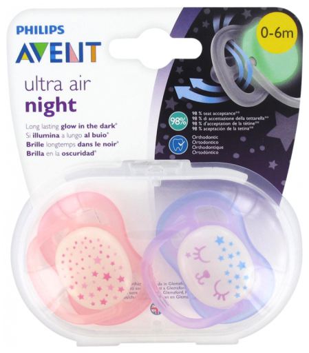 Phillips Avent Soother Ultra Air Night Pacifier 2pk