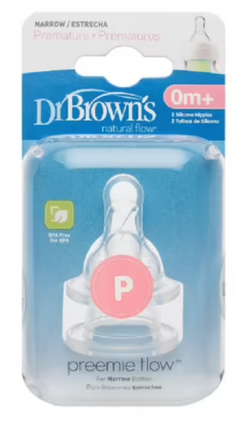 Dr Brown’s Preemie Flow Wide-Neck Options+ Teat 2 pk
